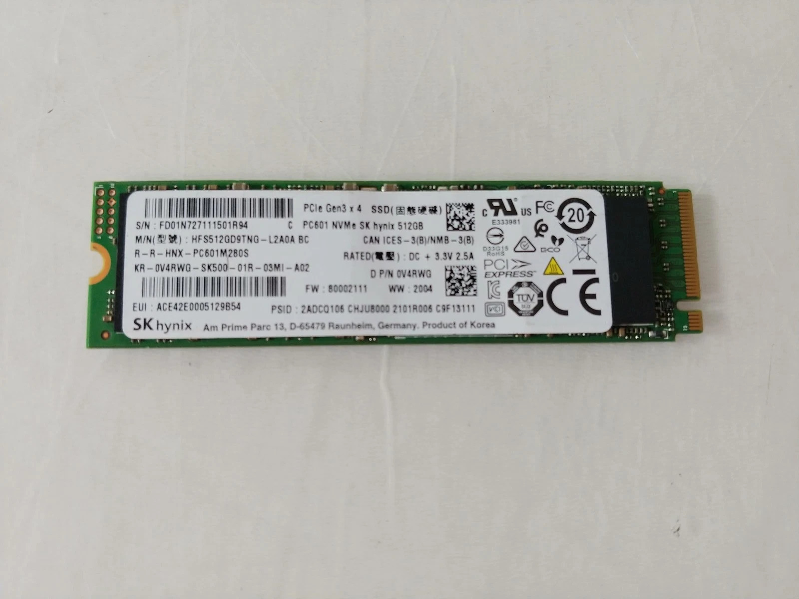 SK Hynix PC601 HFS512GD9TNG 512 GB NVMe 2280 SSD
