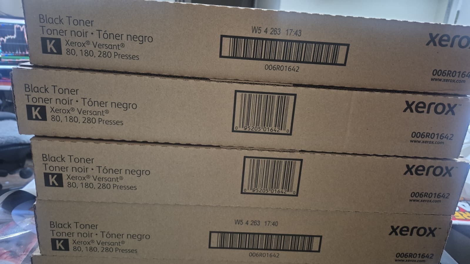 Xerox 006R01642 4pcs Black Toner Cartridge, Versant 80 Press, Versant 180 Press