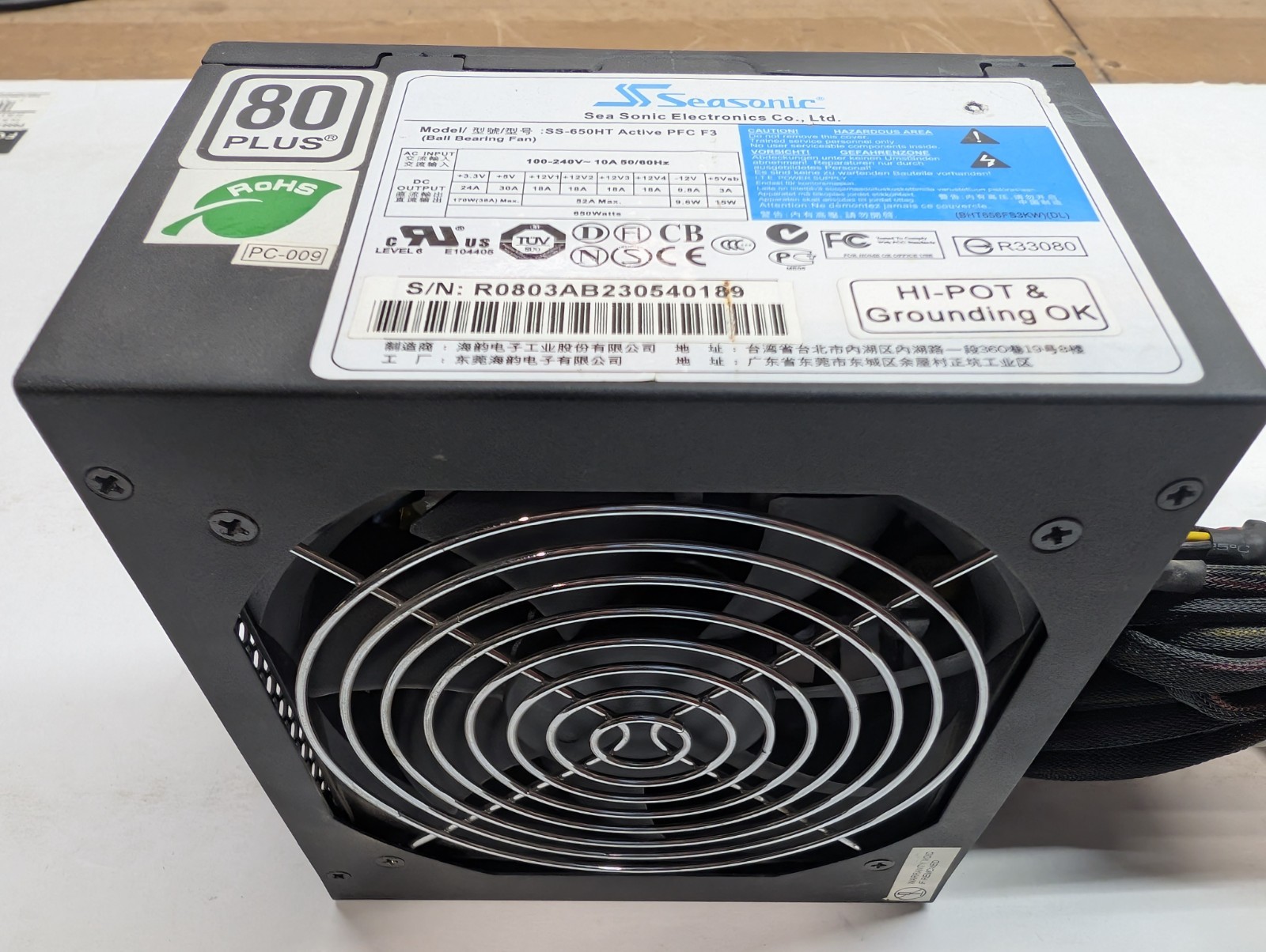 Seasonic Power Supply PSU SS-650HT 650W 80 Plus Ball Bearing Fan TECHED
