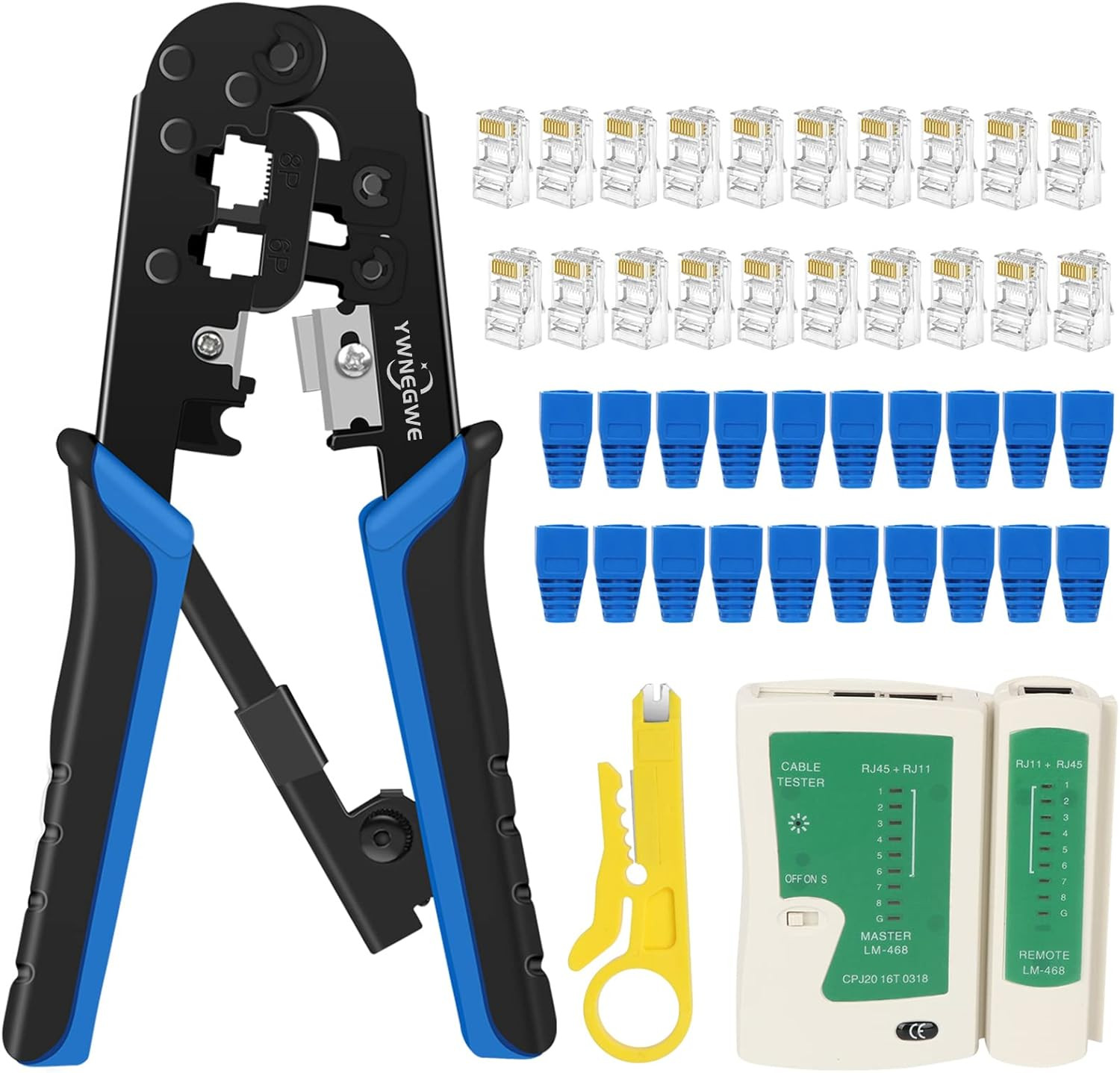 RJ45 Crimp Tool Kit Non-Pass Thru, All-In-One Ethernet Crimper JN102