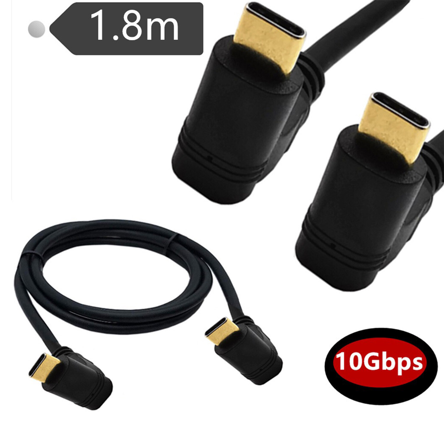USB 3.1 Type C Male to C Male UP/Down Angle Charger Data Adapter Connector Cable