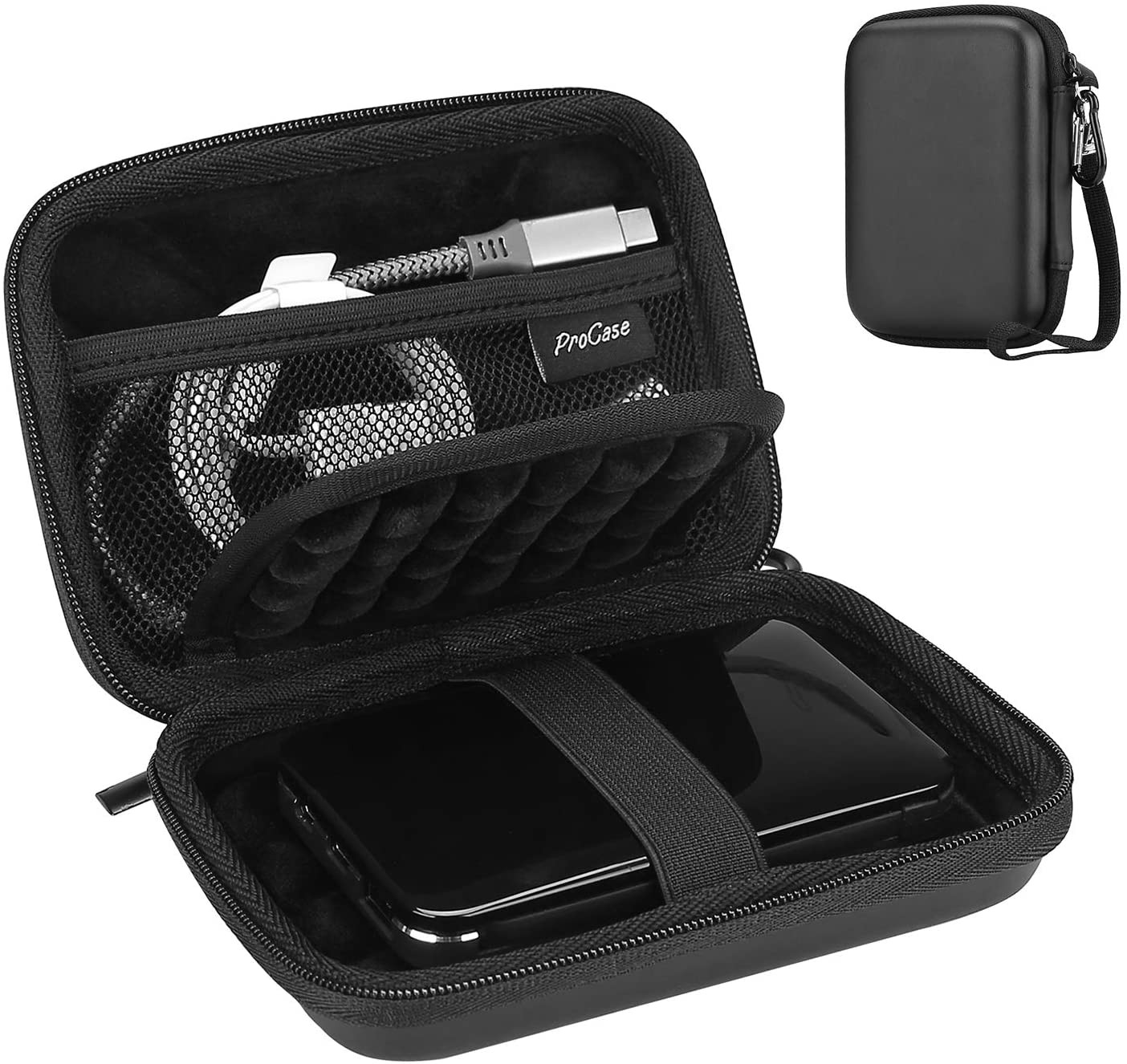 Procase External Hard Drive Travel Case for 2.5" HDD/SSD -Black