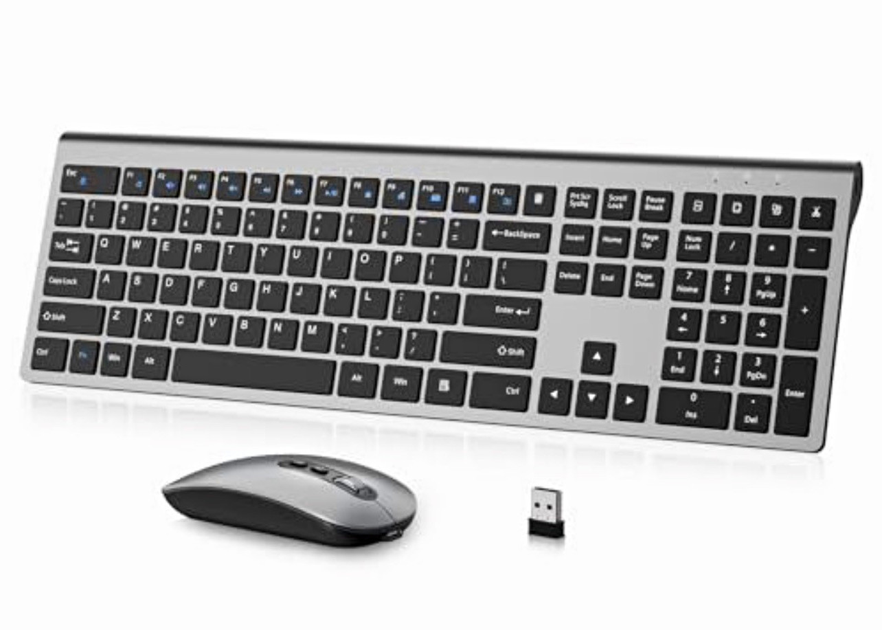 cimetech Rechargeable Full Size Wireless Keyboard and Mouse Combo - Grey