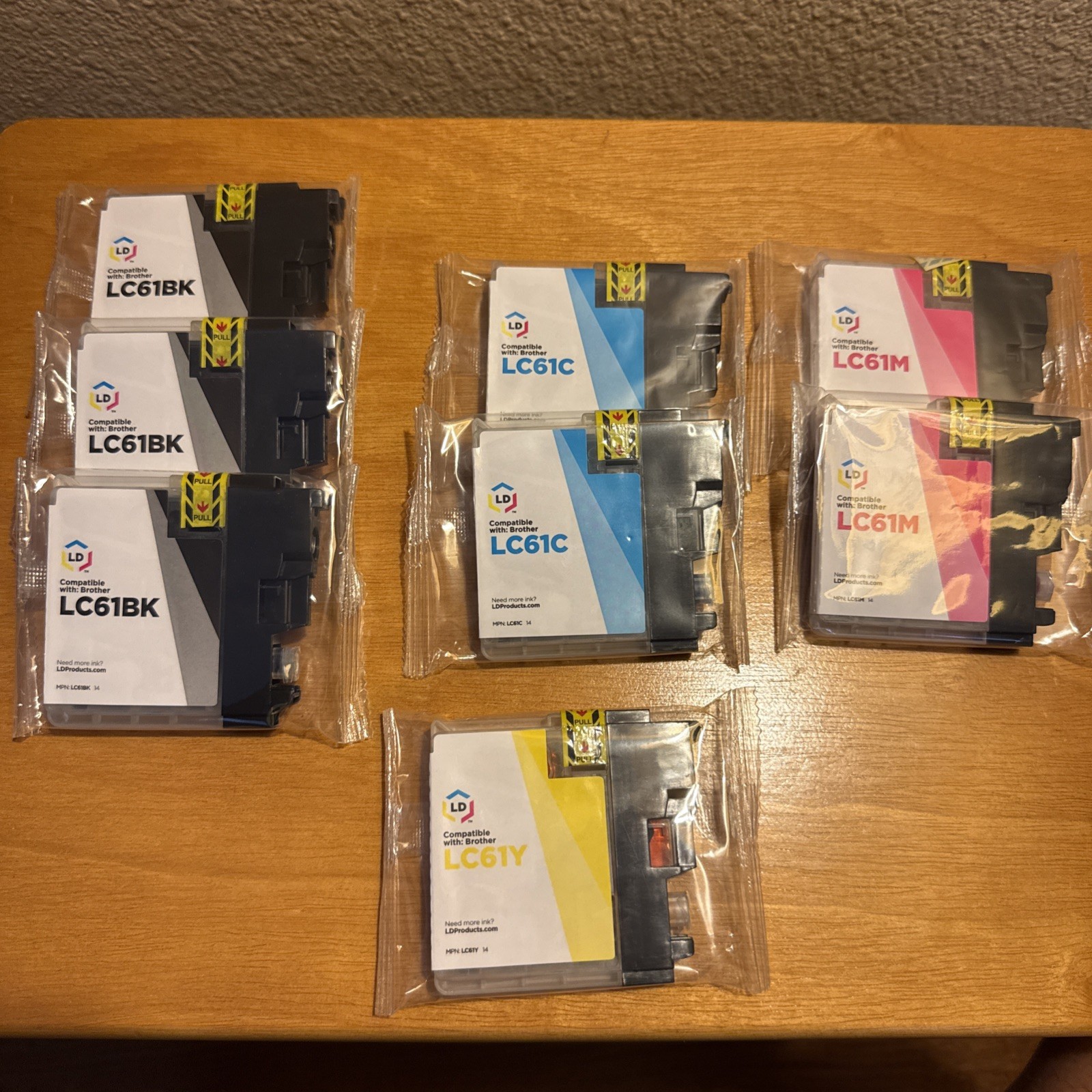 LD-LC61 Ink Cartridge Set 8 pieces 3 Black- 1 Yellow-2 Magenta-2 Blue NEW