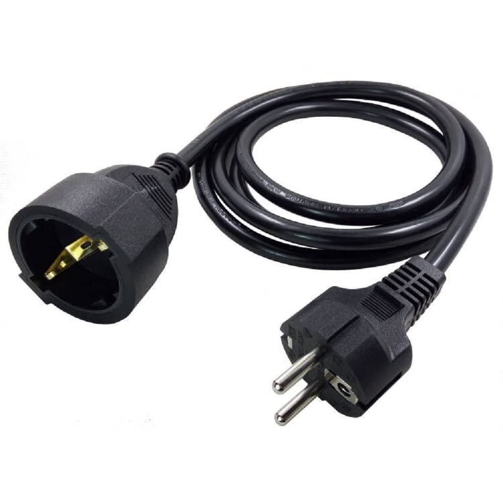 CEE7/7 European Schuko Male Female Power Extension Cord 2Prong 6ft 16AWG