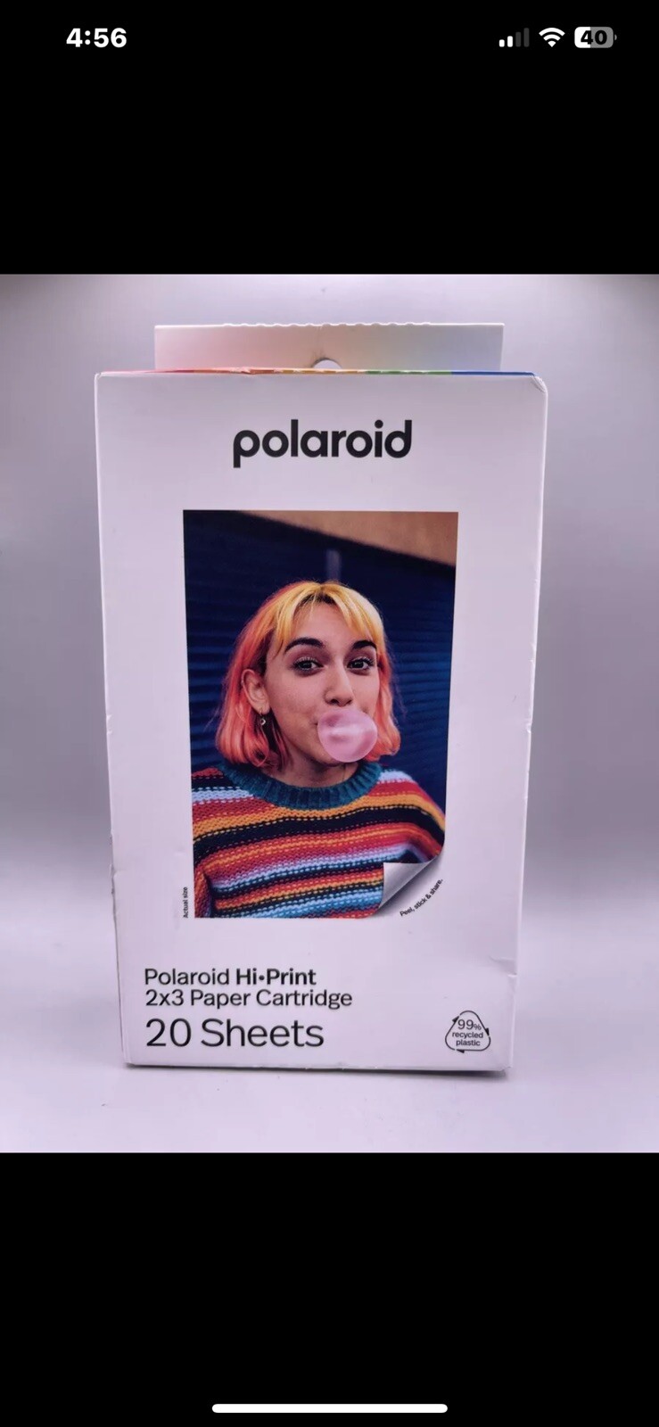 Polaroid 2x3 Sticky Backed Paper Cartridge for Hi Print Photo Printer 20 Sheets