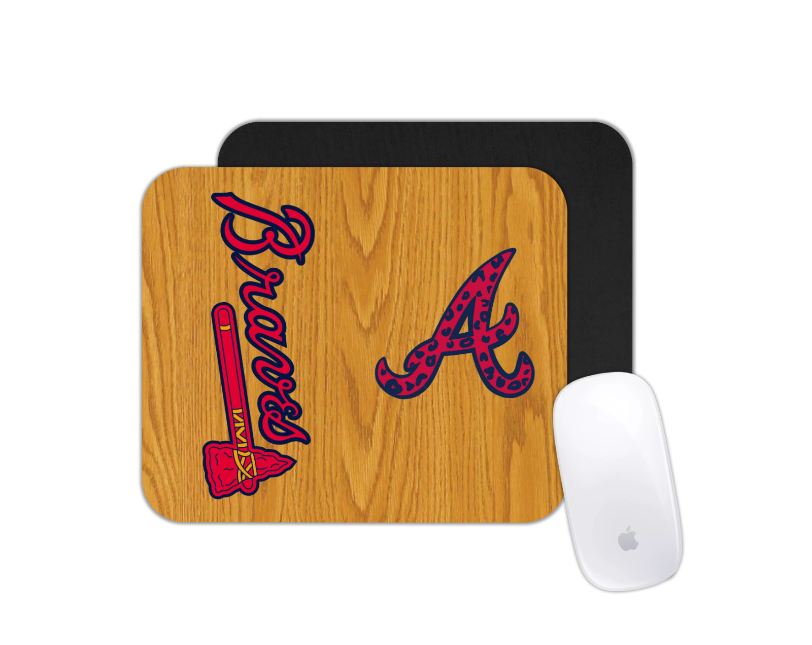 Braves Woodgrain Bat Mouse Pad | Baseball Desk Mat Gift for Braves Fans Office