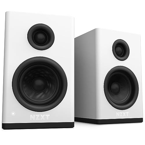 NZXT Relay Speakers White Desktop Size Built-in Amplifier PC Speakers