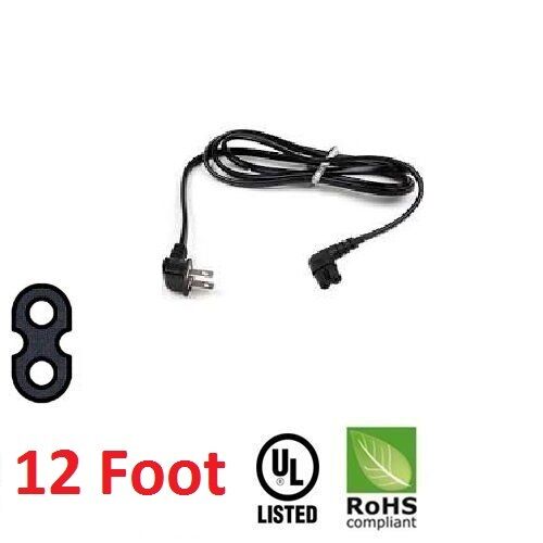 NEW 12 FOOT LONG POWER CORD 90° RIGHT ANGLE figure 8 2 PRONG pin For Samsung TV 
