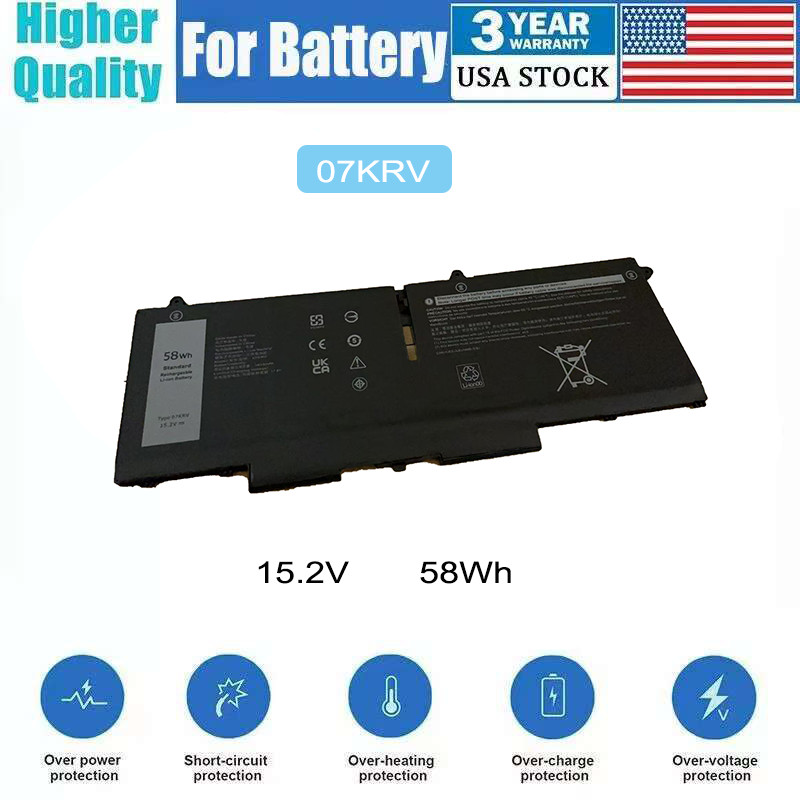 58Wh 07KRV Battery Fits for Dell Latitude 5330 5430 Precision 3570 FK0VR 15.2V