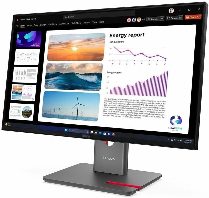 Lenovo ThinkVision P24Q-40 24" Class WQHD LED Monitor - 16:9 - Raven Black