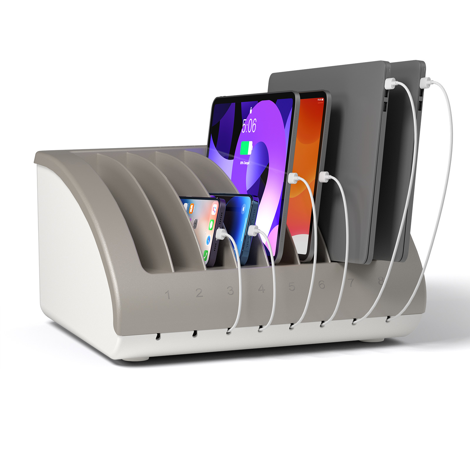 8 Devices USB Charging Station for Chromebook & iPad, Laptop Charging Organizer