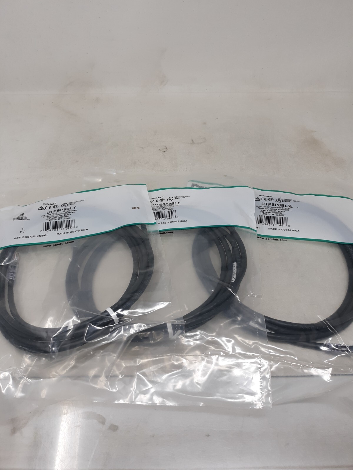Lot of 3 Panduit UTPSP8BLY Category-6 Patch Cord