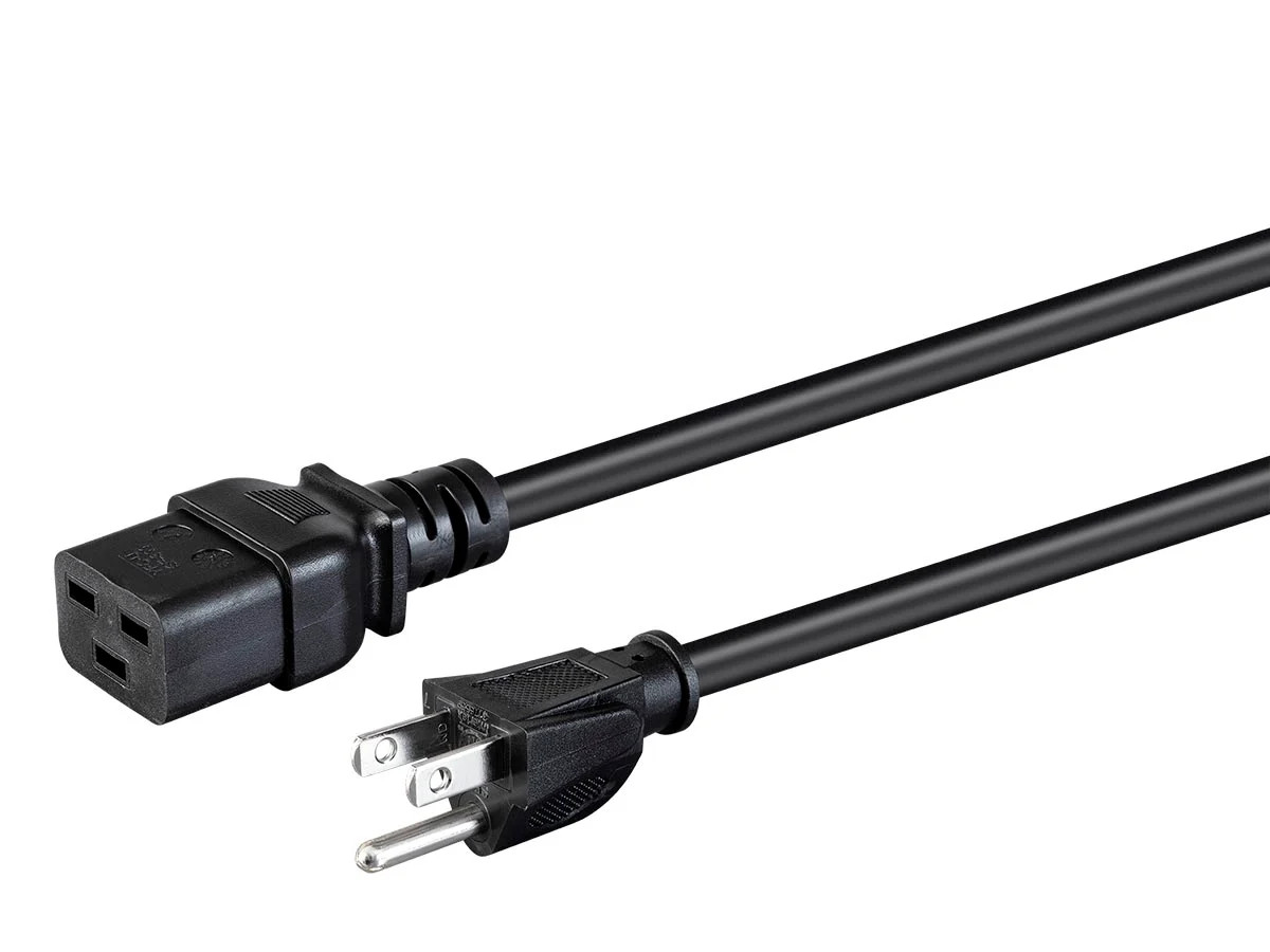 Monoprice Power Cord - 3 Feet - Black, NEMA 5-15P to IEC 60320 C19, 15A, 3-Prong
