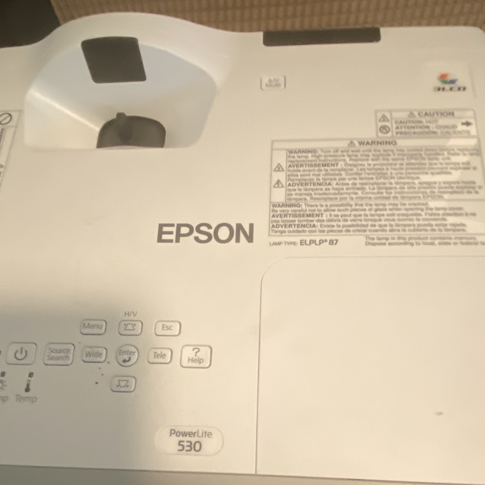 Epson PowerLite 530 Desktop Projector 3LCD Display Technology HDMI White