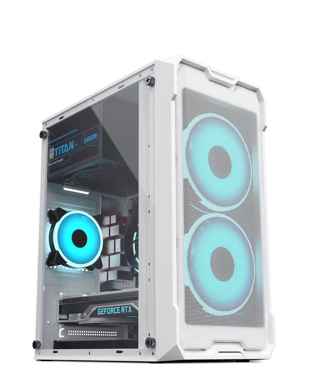 Custom Tower PC Case with 2 Cooling Fans White 305x170x350mm
