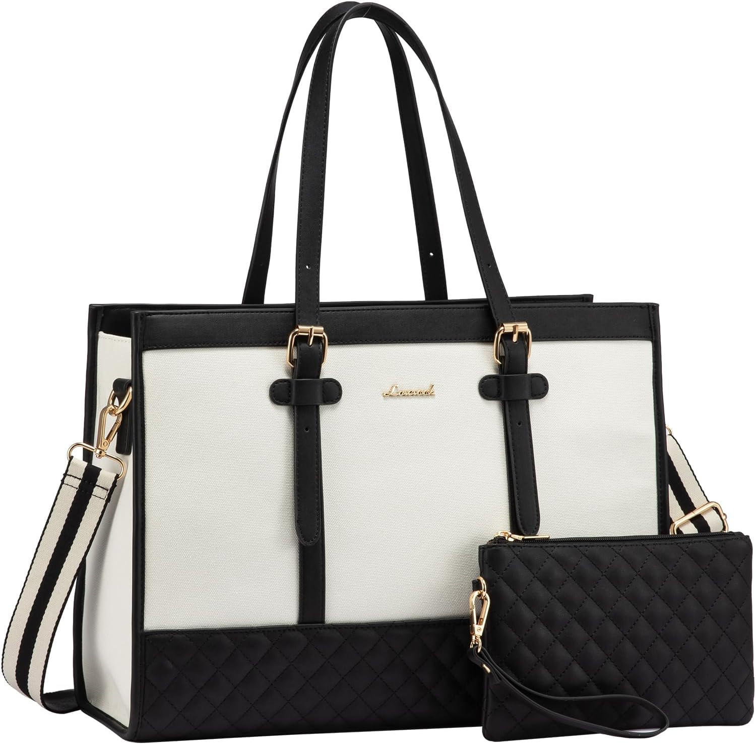 Laptop Bag for Women 15.6 Inch Canvas Laptop Tote Bag, Large Capacity Work Bag w