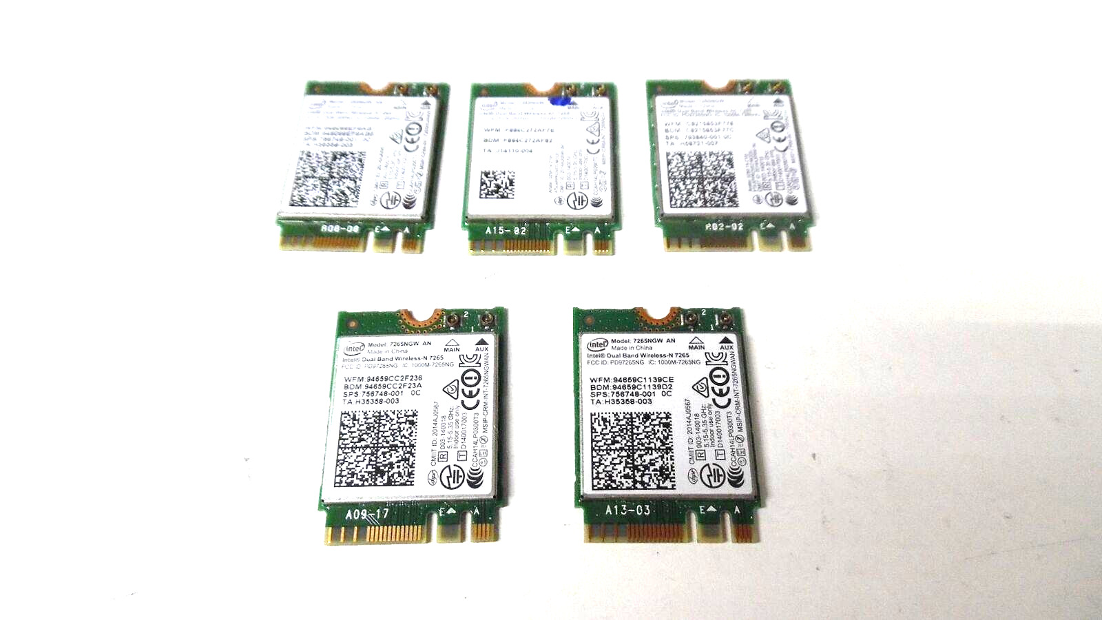 Lot of 5: OEM Intel Wireless-AC 7265NGW WiFi Bluetooth Cards - 0K57GX
