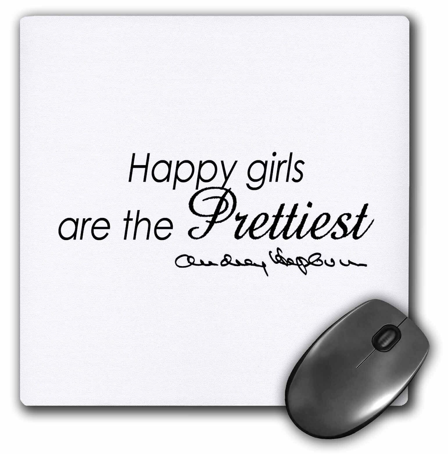 3dRose Happy girls are the PRETTIEST, quote MousePad