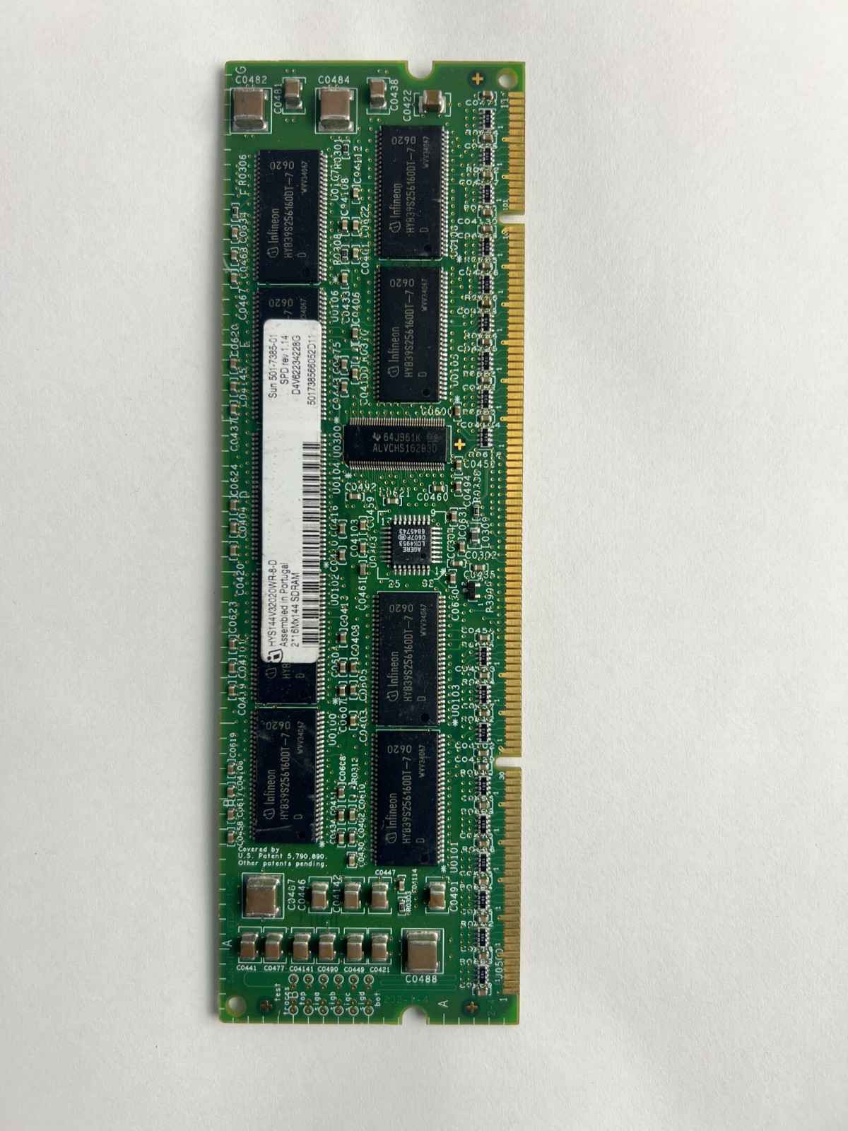 Infineon 2*16Mx144 512MB 100MHz PC100 ECC Reg RAM HYS144V32020WR-8-D 501-5030-03