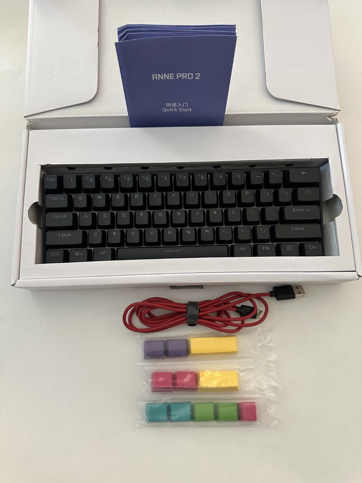 Anne Pro 2 Black 60% Dual Model Mechanical Keyboard Red Switch
