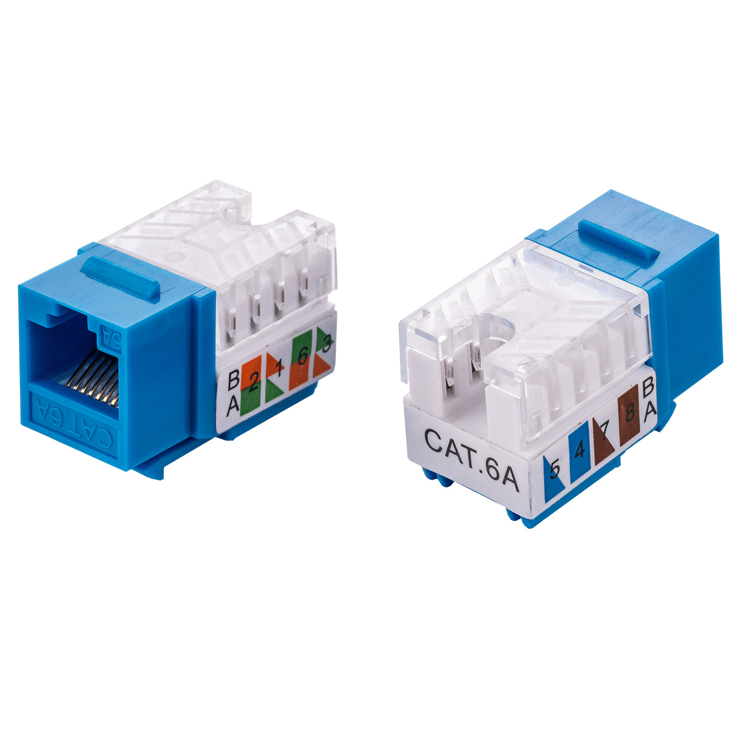 30 pcs Keystone Jack Cat6A 45-Degree Blue Network 110 Punch down 8P8C RJ45