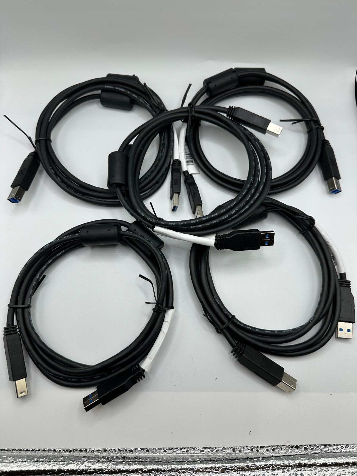 LOT OF 5 - 3 FT Blue High Speed USB 3.0 Type A-Male to B-Male Data Cable NEW