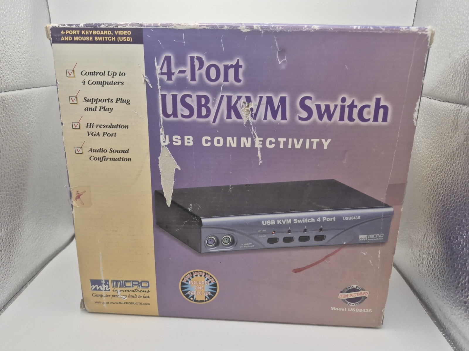 Mi Micro Innovations 4-Port USB Hub Model USB843S Open Box Never Used