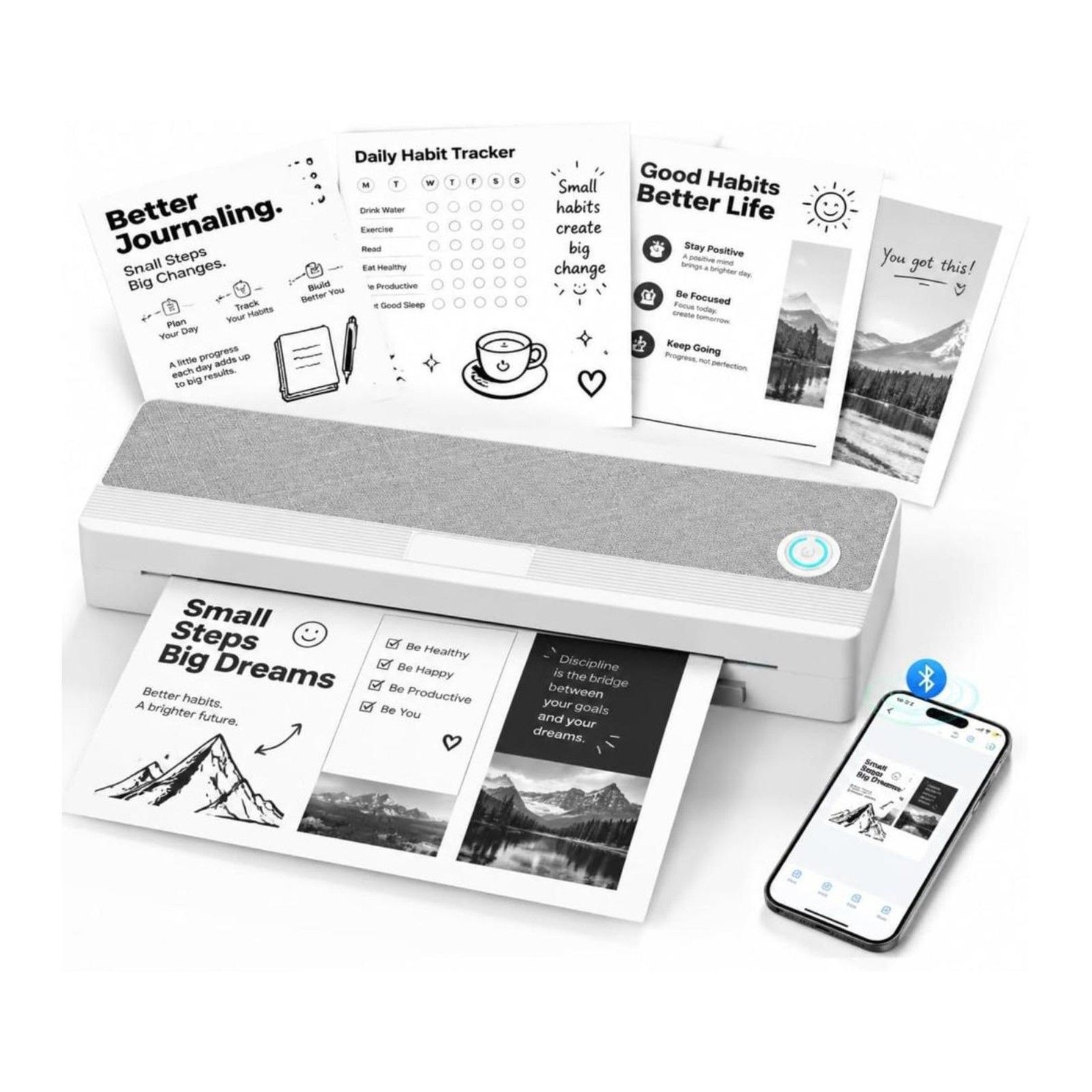 PeriPage P81 Portable Thermal Printer A4 US Letter Bluetooth Inkless Travel New