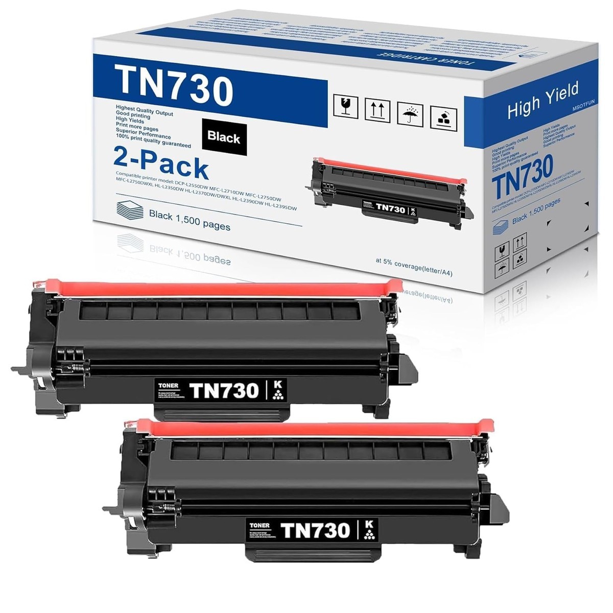 MOLIMER TN730 Black Toner Cartridge 2 Pack Compatible