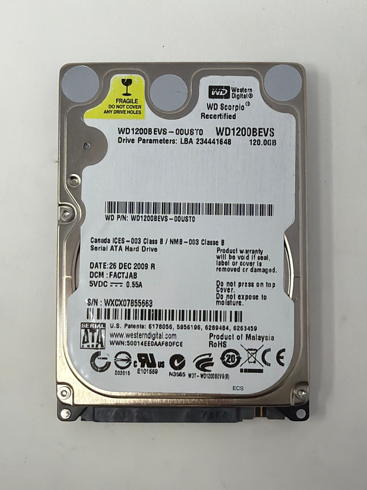 Western Digital WD1200BEVS-00UST0 120GB SATA Grade B