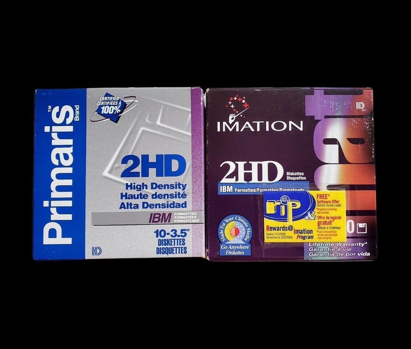Lot Of Two Packs Of 10 Imation & Primaris 2HD 1.44mb 3.5 Floppy Disks Discs