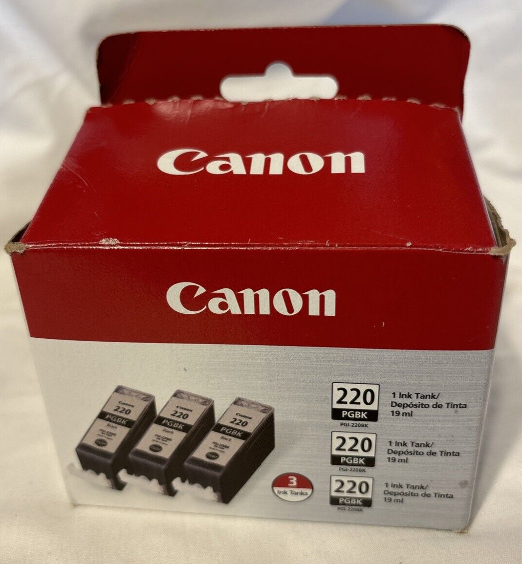 New Canon PGI-220 Black Ink Cartridges 3Pack Genuine OEM Authentic 1 open unused