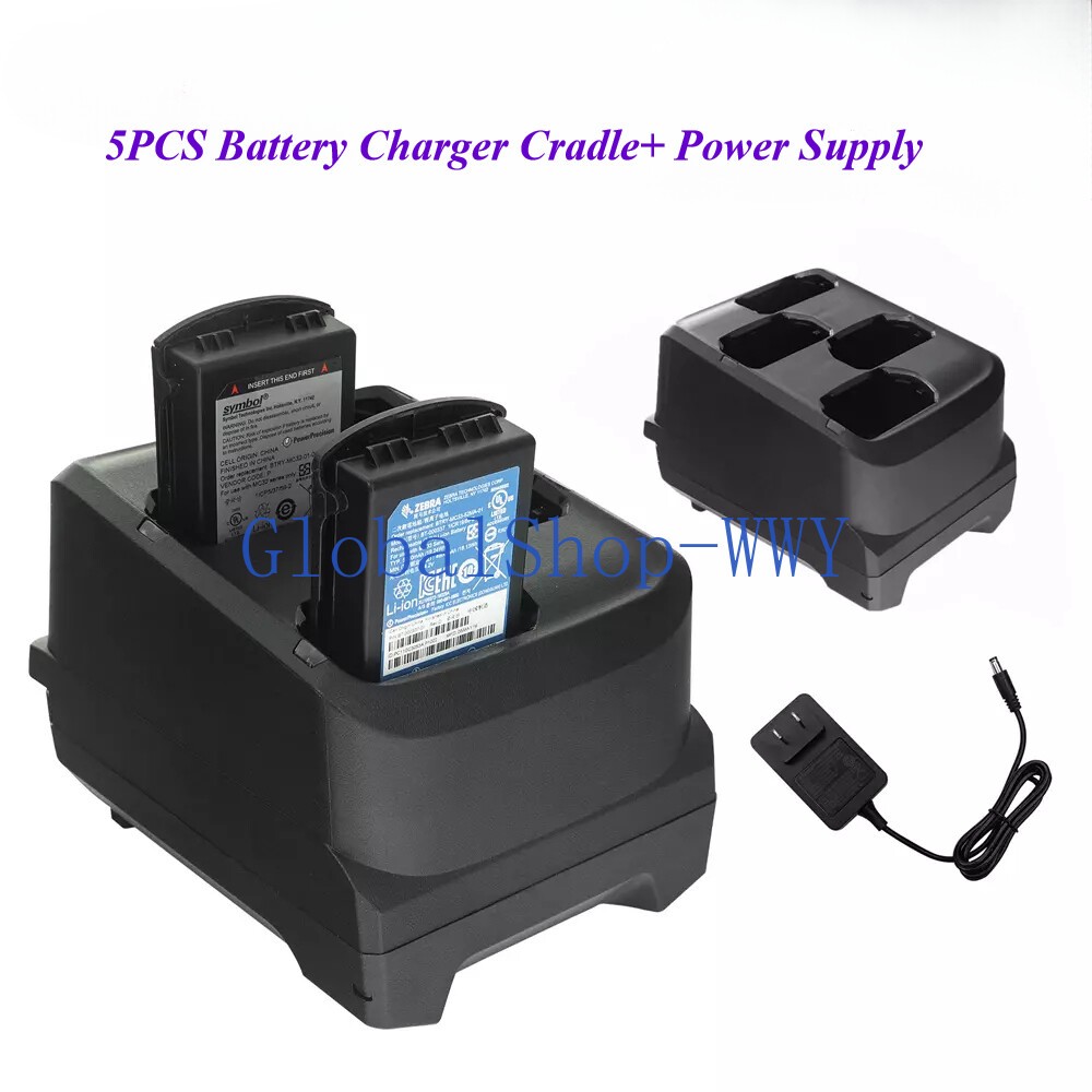 5PCS 4-Slot New Battery Cradle with Power Supply for Zebra MC3200 MC3300 series