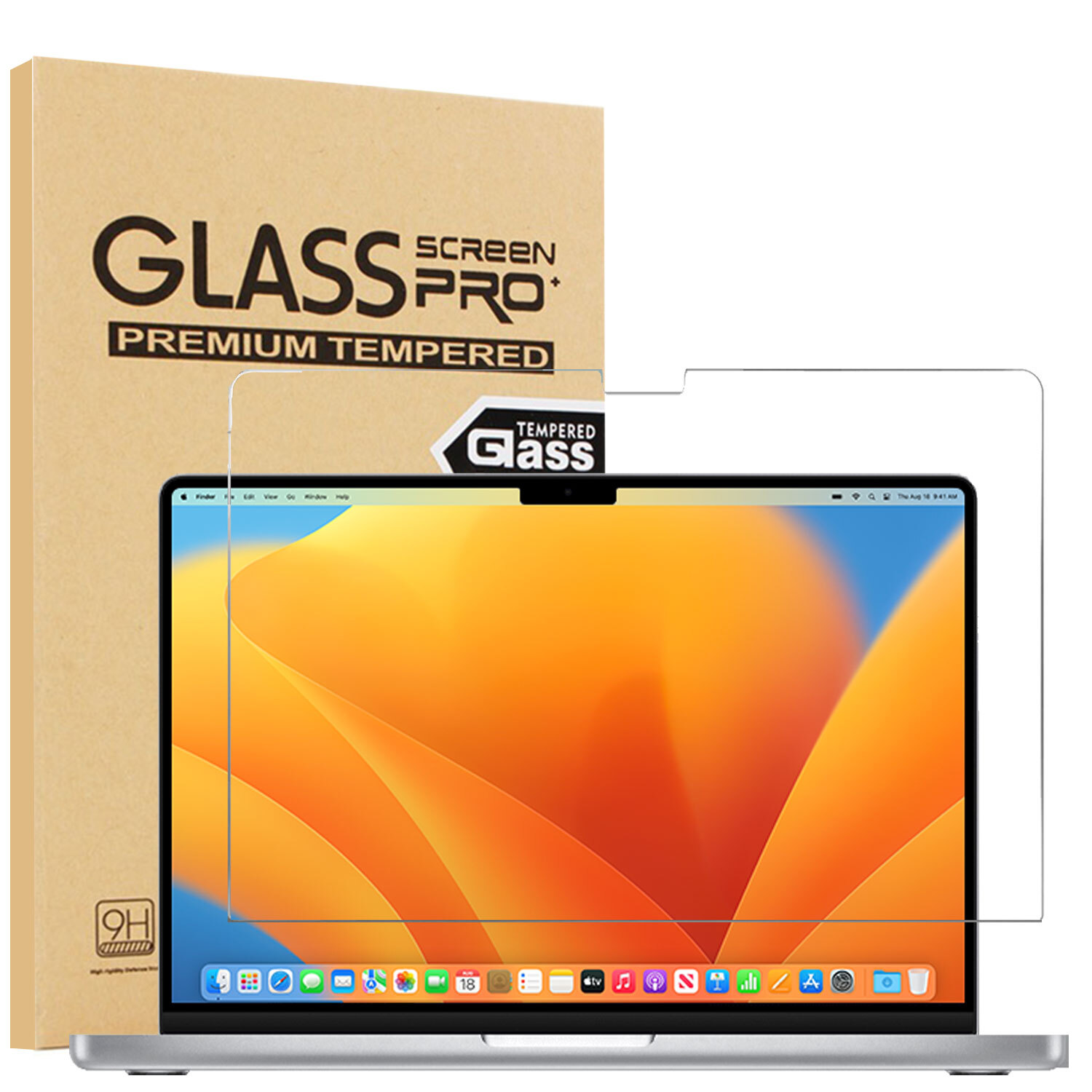 For Apple MacBook Pro 14" 13" Air 15" Glass Screen Protector Cover Case Friendly