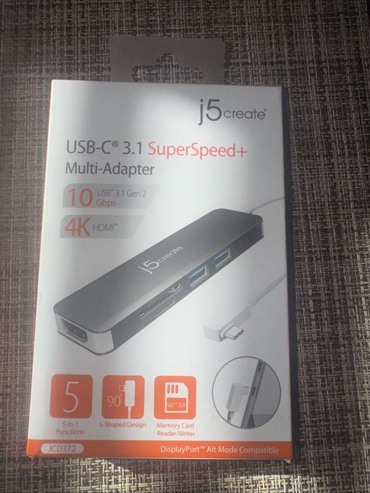j5create JCD372 USB-C 3.1 Gen 2 5-in-1 Multi Adapter 4K HDMI SD Card Reader NEW