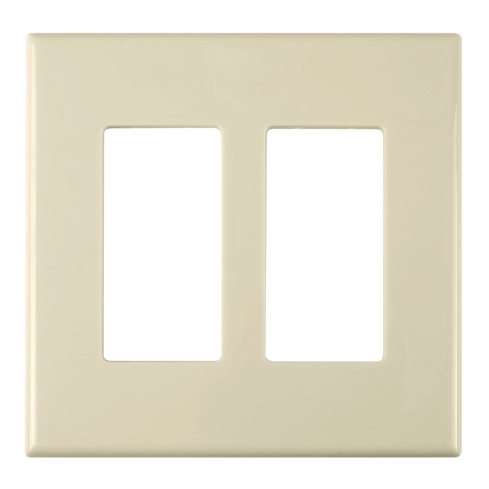 Construct Pro Double Gang Wall Plate with Screwless Face (Ivory)