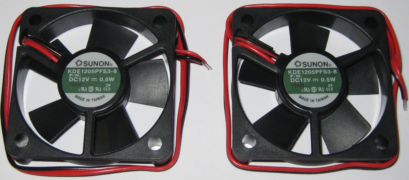 2 X Sunon 50 mm Quiet Cooling KDE Fan - 12 V DC - 7 CFM - 21 dB - KDE1205