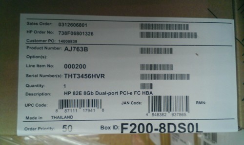 AJ763B AJ763A 697890-001 HP Emulex 82E 8Gb Dual-port PCI-e FC HBA HP NEW RETAIL*