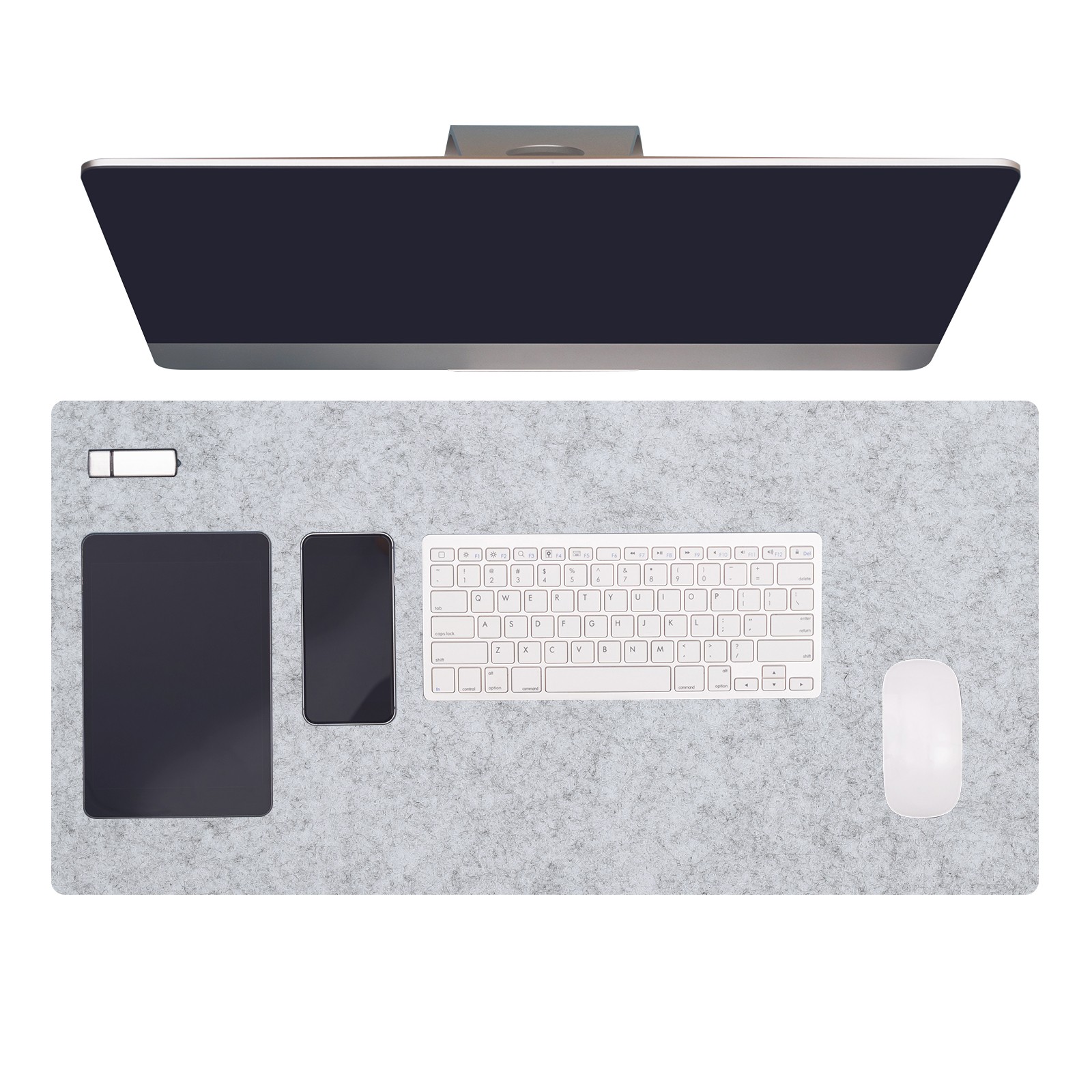 47.2" x 23.6" Large Felt Desk Pad Protector, Non-Slip Desk Mat, Light Gray