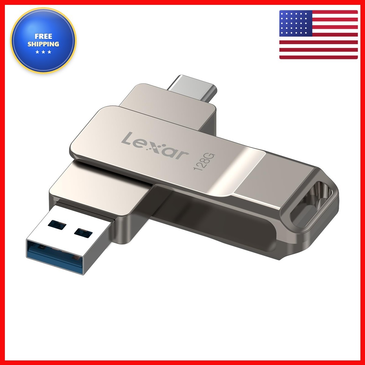 Lexar D40E 128GB Dual USB 3.2 Gen 1 Type-C Jump Drive Champagne Silver