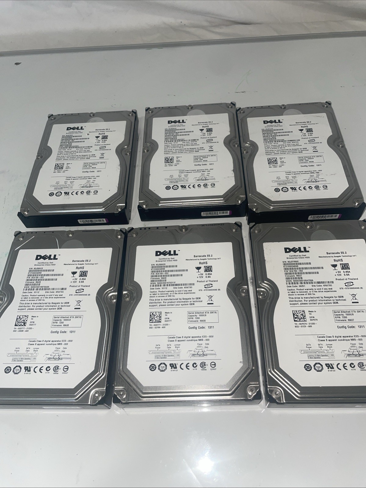 (6) Lot Dell OEM 1000GB Barracuda ES.2 Enterprise HDD Harddrive 7.2K Computer