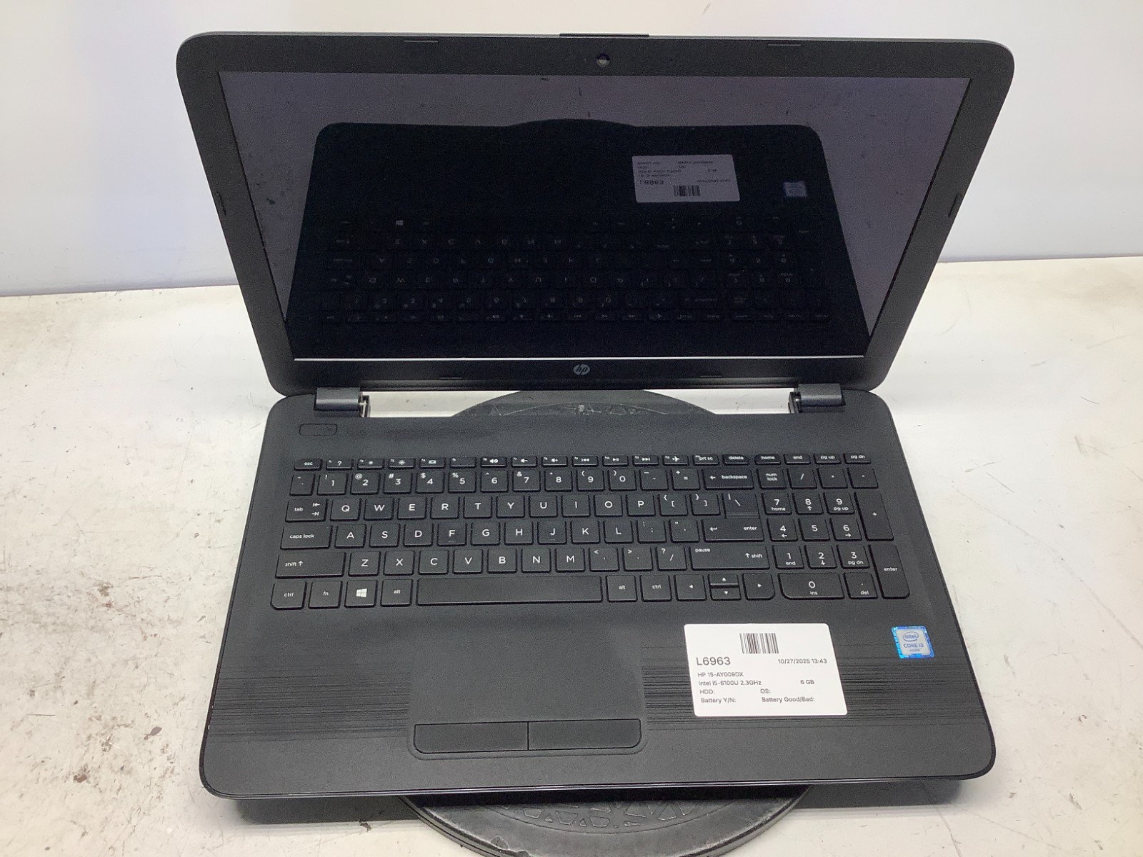 HP 15-AY009DX Intel i5-6100U 2.3GHz 6 GB NO HDD