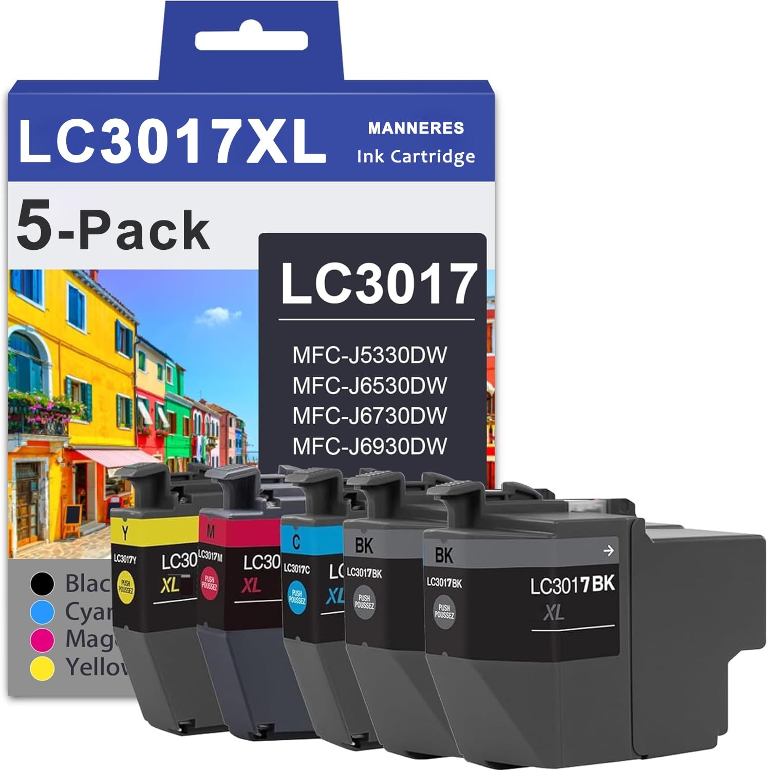 LC3017XL High Yield Ink Cartridges (5-Pack,2 Black/1 Cyan/1 Magenta/1 Yellow) -
