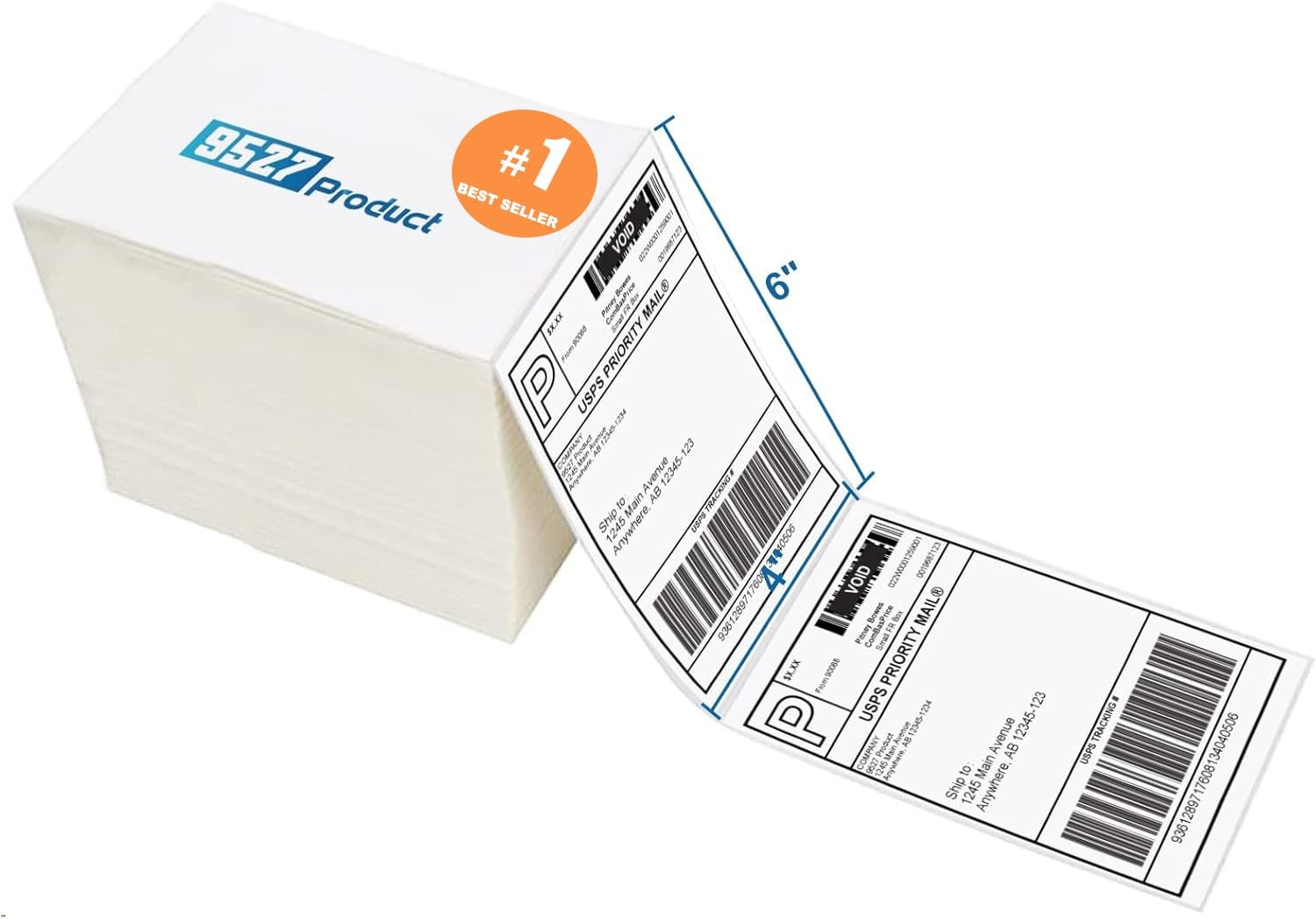 9527 Product Fanfold 4 x 6 Direct Thermal Labels White Perforated Shipping Label