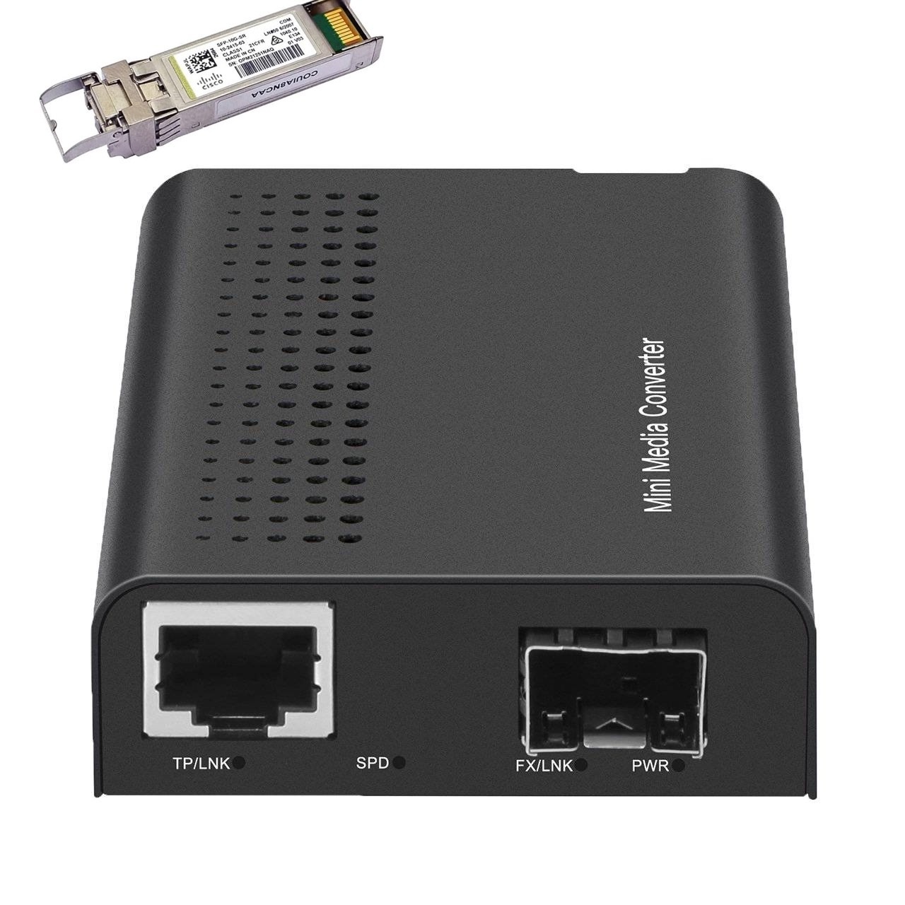 QFSPTEK Mini Media Converter 10GBase w/SFP MODEL : QT-10G-MC-RJ45-FBA