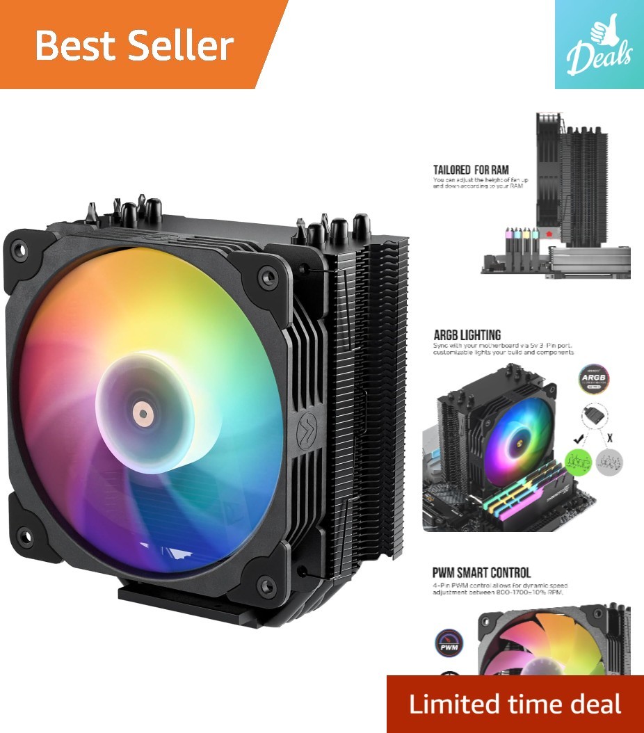 Versatile CPU Air Cooler for Intel & AMD - 5 Heat Pipes with PWM and RGB Sync