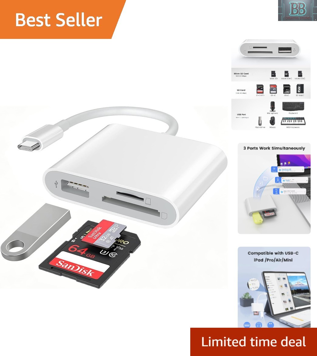 Sleek USB C to SD Card Reader Adapter with Built-in Cord – Compact & Efficient