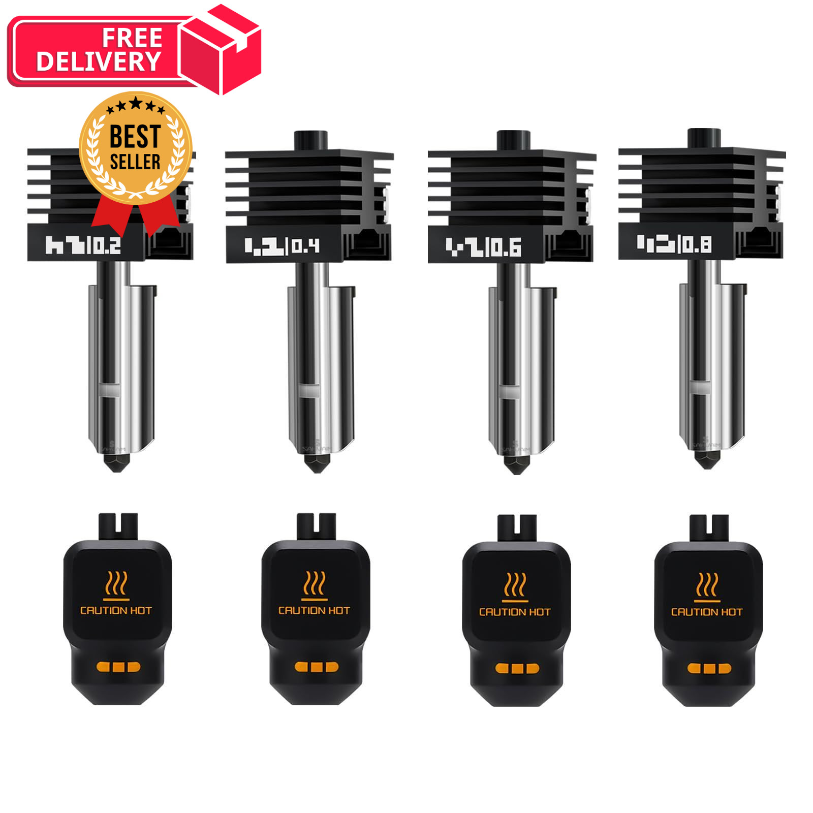 Sahvaim 4Pack 0.2/0.4/0.6/0.8MM H2 Series/X2D/P2S Hotend for Bambu Lab...