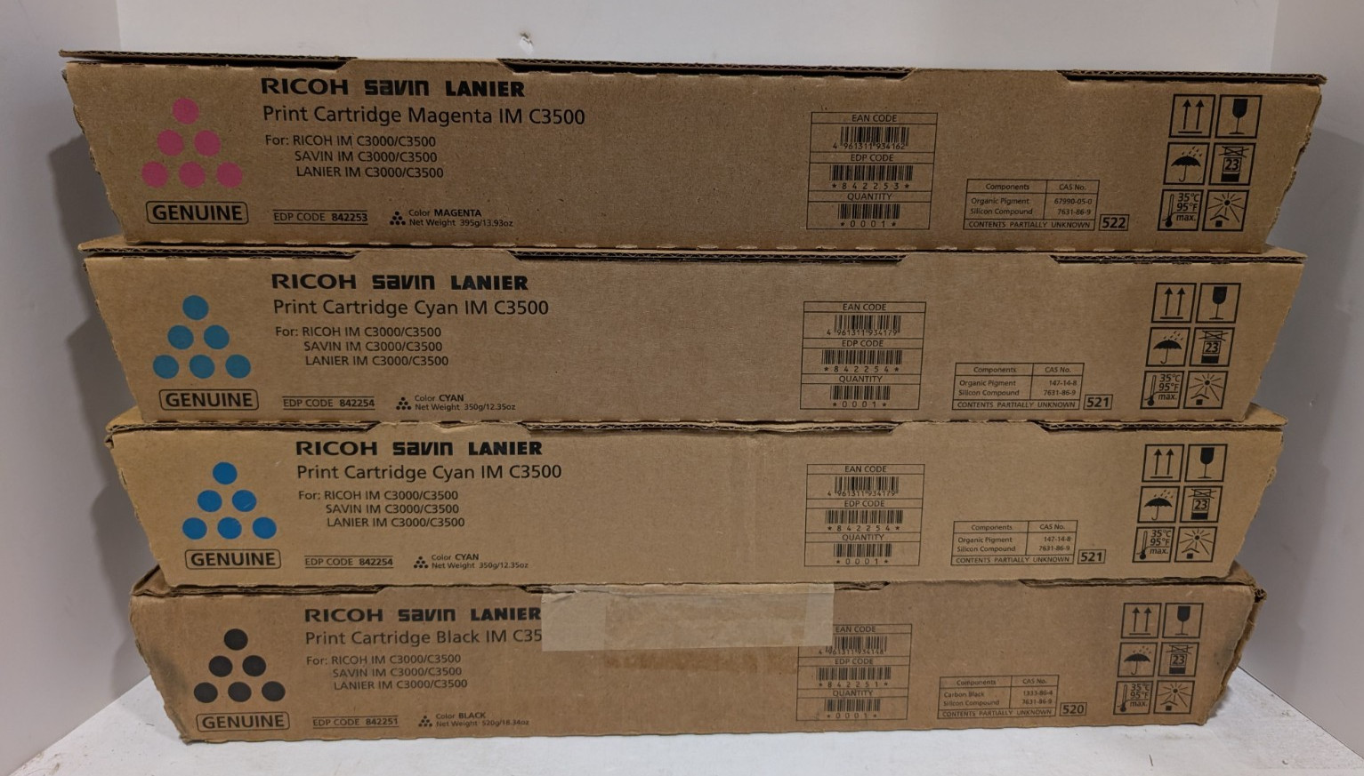 Ricoh Genuine Toner Bundle IM C3500 - CMYK 842251 842253 842254 (2)